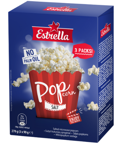 Kukurūzų spragėsiai ESTRELLA, su druska, 3*90g