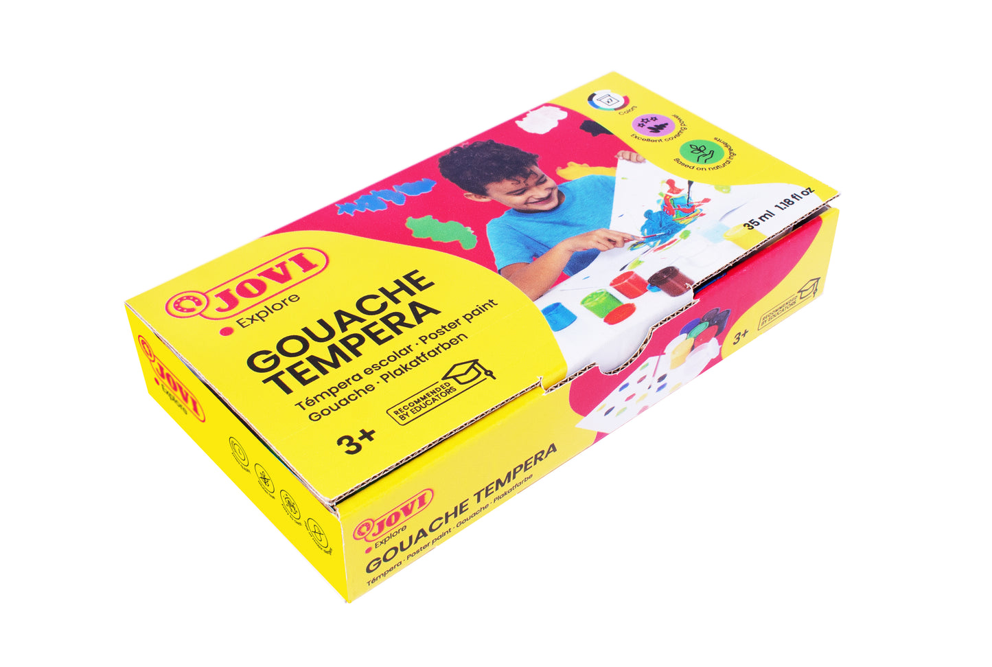 Guašas tempera JOVI, 35ml, 7 spalvų rinkinys su teptuku