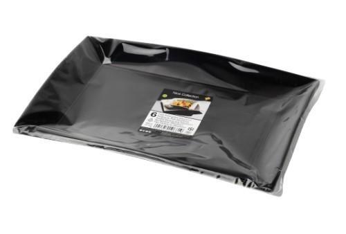 Disposable plates NICE, PP, black, 34.5x23 cm, 6 pcs