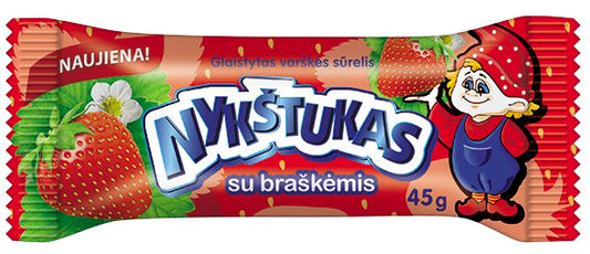 Glazed cottage cheese NYKŠTUKAS with strawberries, 21% fat, 45 g