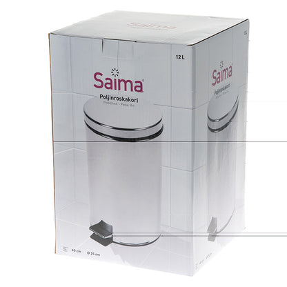Trash can SAIMA, with pedal, 12 L, silver color.