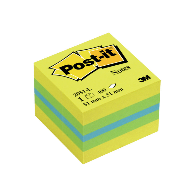 Sticky note cube Post-it Mini Lemon, 51 x 51 mm, 400 sheets, assorted colors