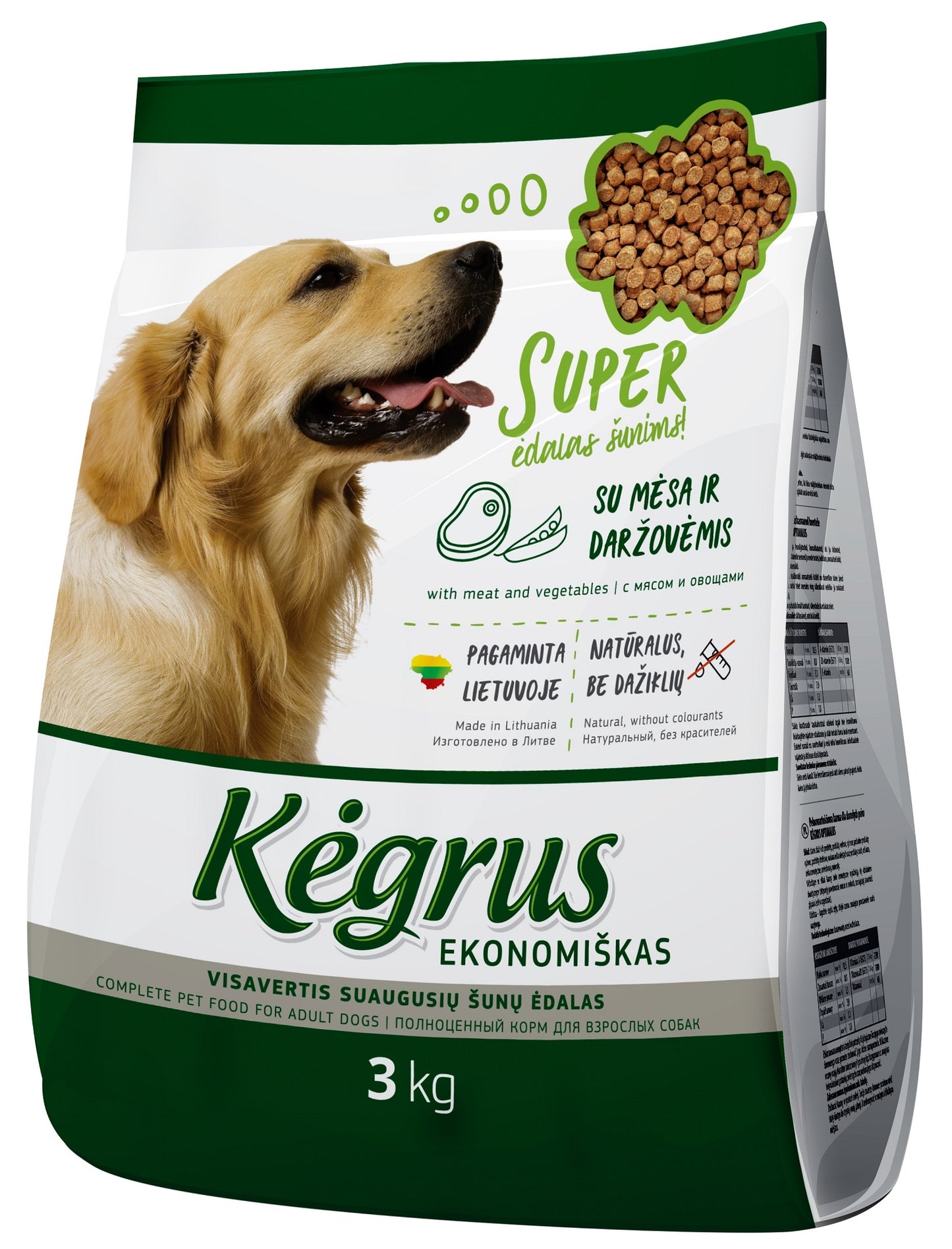 Dry complete dog food KĖGRUS Economy, 3 kg