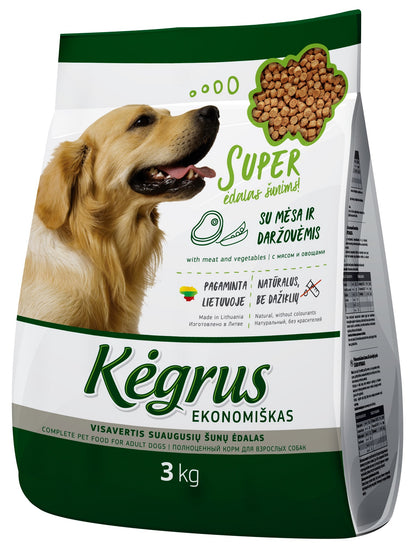 Dry complete dog food KĖGRUS Economy, 3 kg