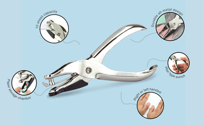 Hole punch RAPESCO, 1 hole, 10 sheets, chrome-plated