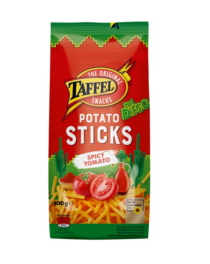 TAFFEL Sticks chips, spicy tomato flavor, 100 g