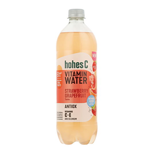 Carbonated water HOHES C, strawberry and grapefruit flavor, with C+E+Se 0.75 l