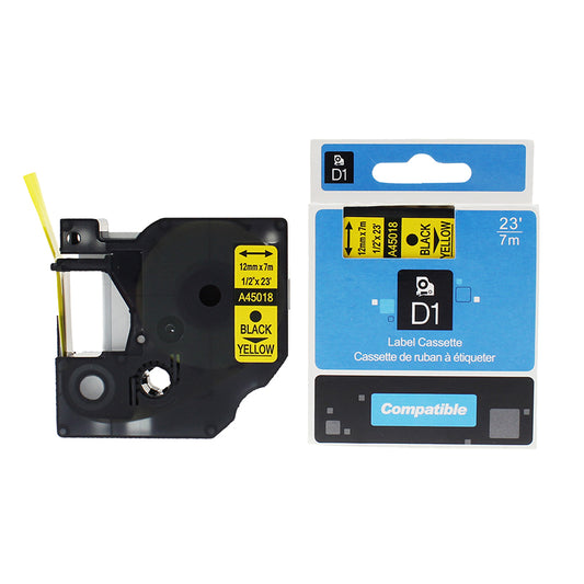 Pakaitalas Juostelė DYMO D1, 12 mm x 7 m, juoda ant geltonos