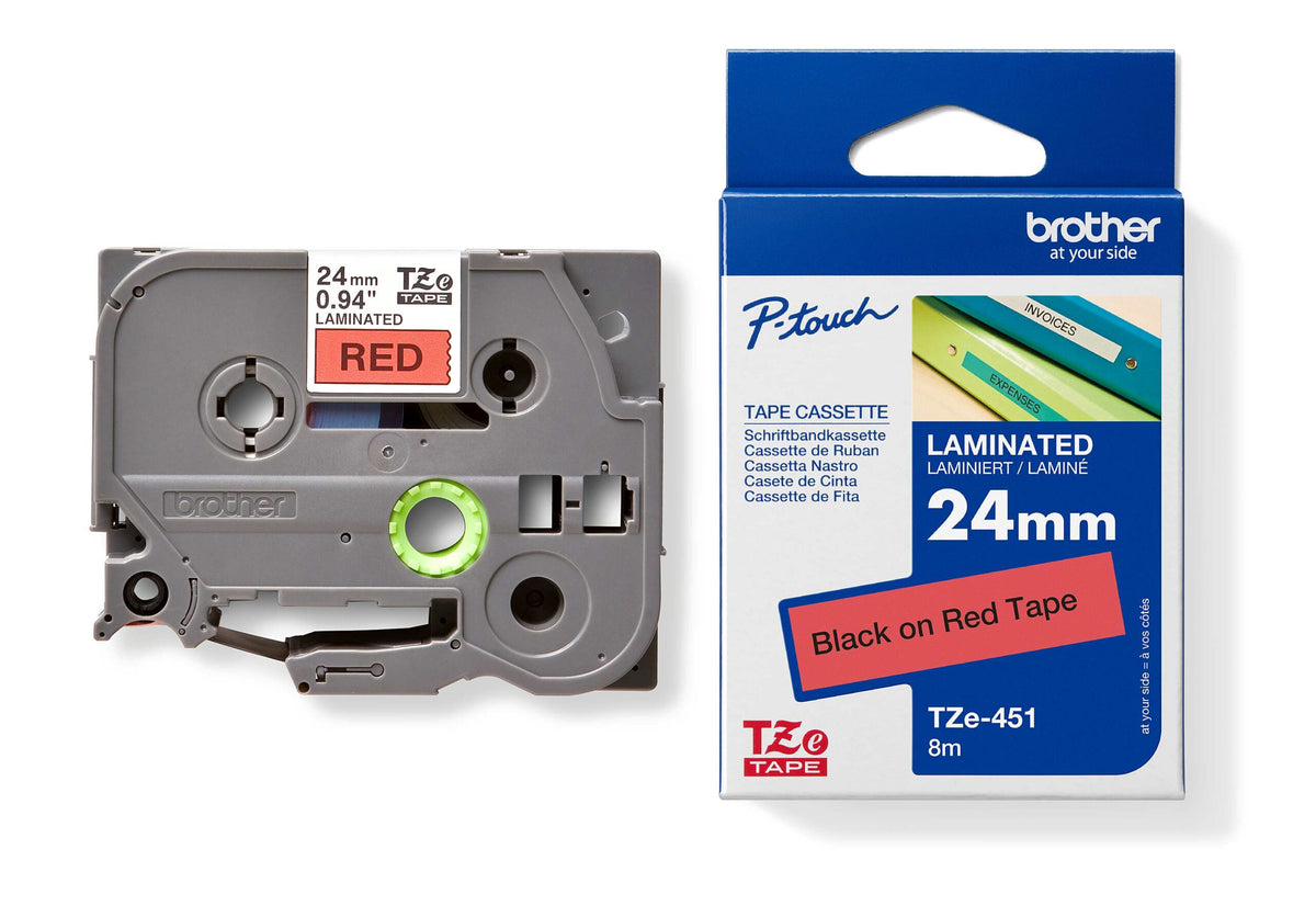 Tape BROTHER TZE-451 (24mm. x 8m.) Black on Red