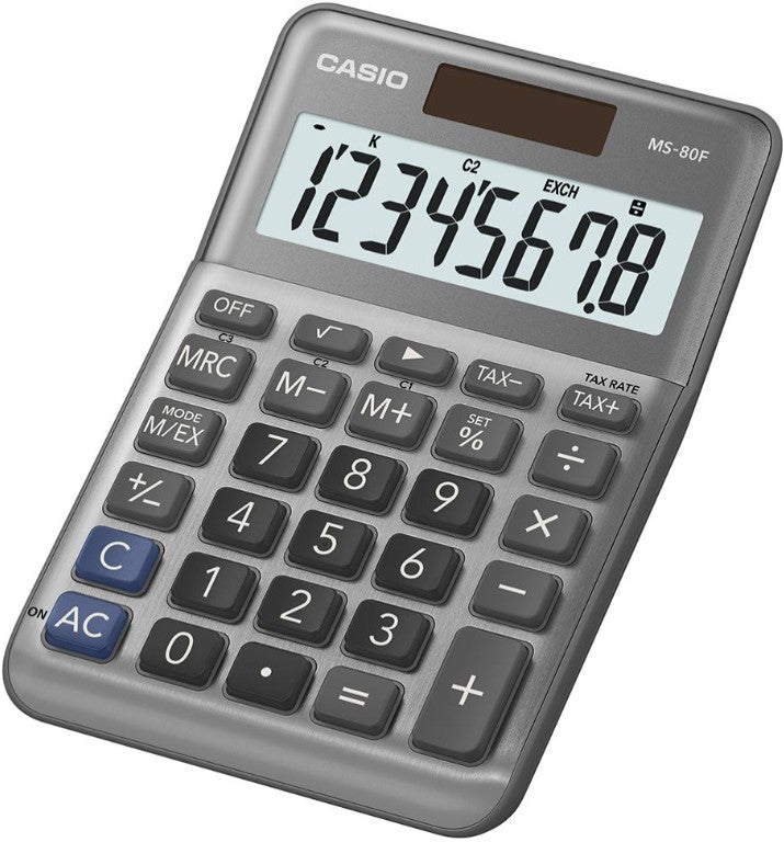 Stalinis skaičiuotuvas CASIO MS-80F, metalinis korpusas