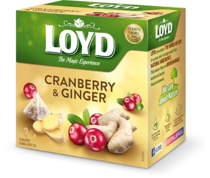 Herbal and fruit tea LOYD, cranberry and ginger flavor, 20 x 2g