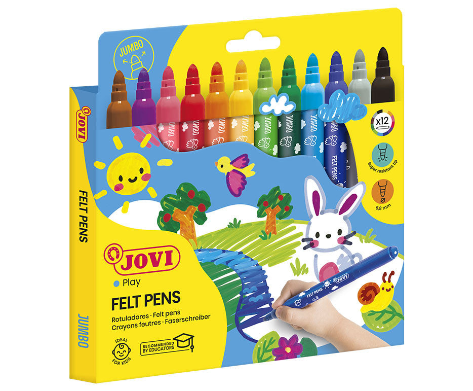 Thick felt-tip pens JOVI MAXI, set of 12 colors