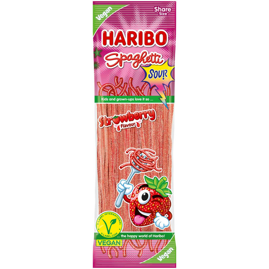 Gummies HARIBO, Spaghetti, Strawberry sour, 200 g