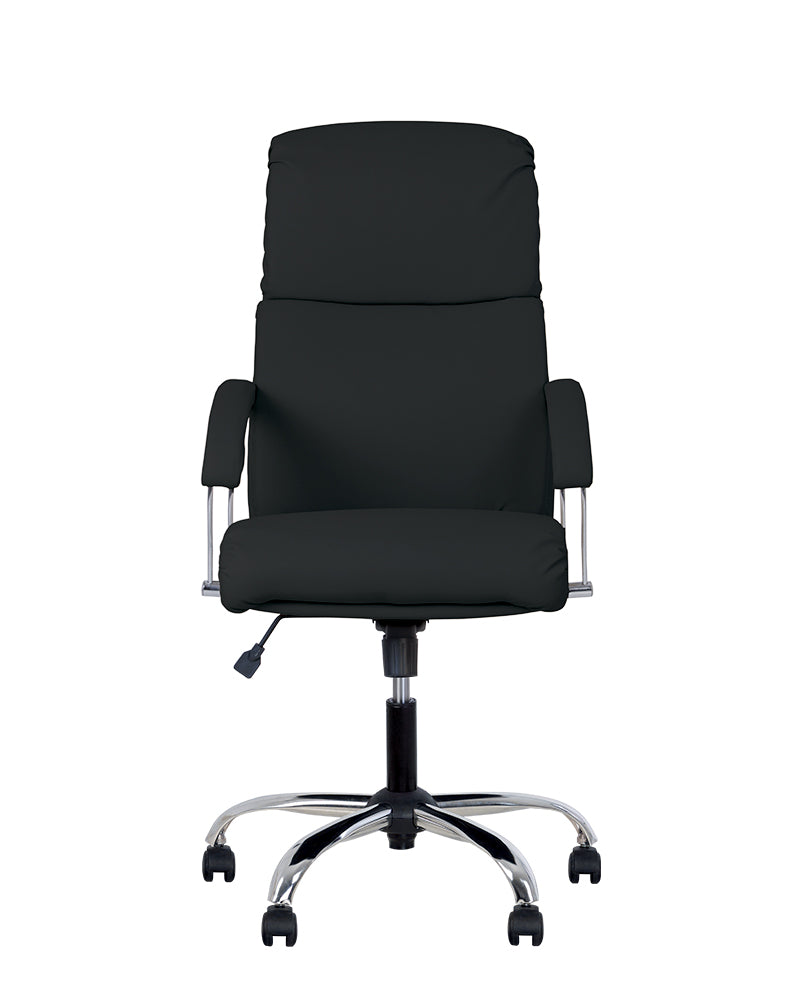 Vadovo kėdė  NOWY STYL NADIR STEEL Chrome, juodos sp. odos imitacija