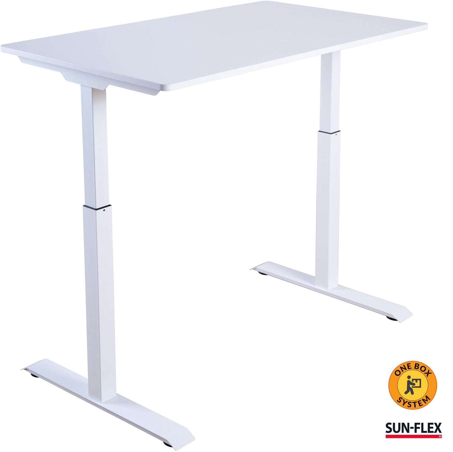 Reguliuojamo aukščio stalas SUN-FLEX®EASYDESK ELITE, elektrinis, vieno variklio, baltas rėmas, 120x60 cm baltas stalviršis