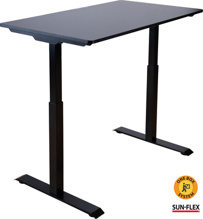 Reguliuojamo aukščio stalas SUN-FLEX®EASYDESK ELITE, elektrinis, vieno variklio, juodas rėmas, 120x60 cm juodas stalviršis