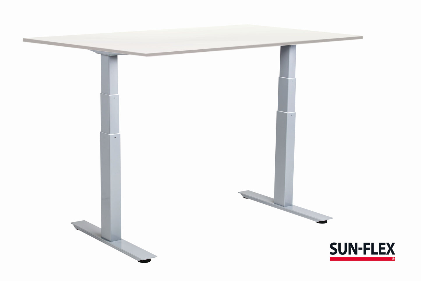 Reguliuojamo aukščio stalas SUN-FLEX®EASYDESK ADAPT, elektrinis, dviejų variklių, baltas rėmas, 140x80 cm, baltas stalviršis