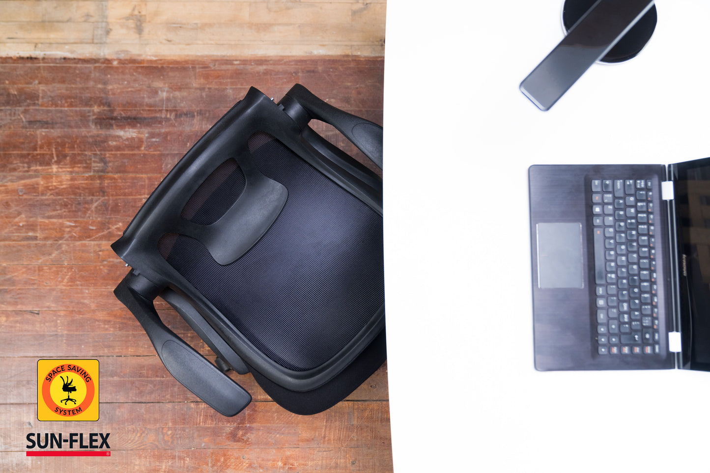 Reguliuojamo aukščio kėdė SUN-FLEX®HIDEAWAY CHAIR,  91-101 cm, juodas rėmas, juoda sėdima vieta