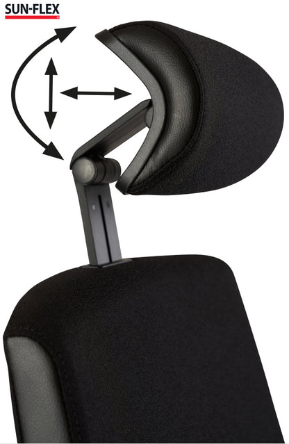 Biuro kėdė SUN-FLEX  OFFICECHAIR HB  su galvos atrama, juoda