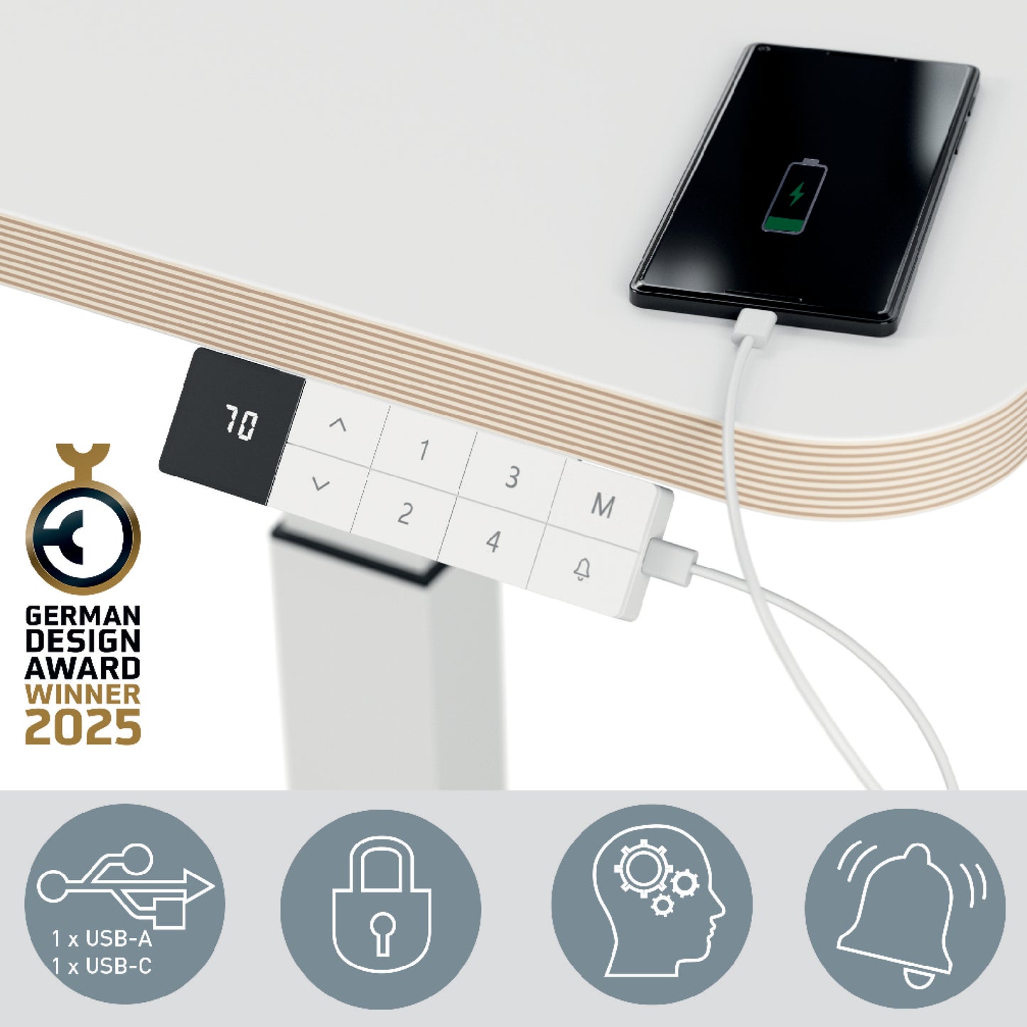 Kompaktiškas elektrinis LEITZ ERGO stalas 80x60, baltas