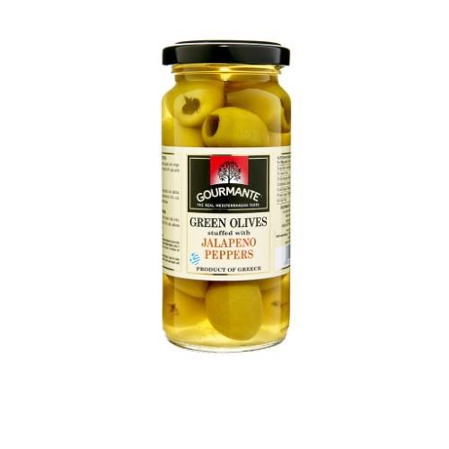 Green olives GOURMANTE, stuffed with jalapenos, in brine, 227 g /127 g