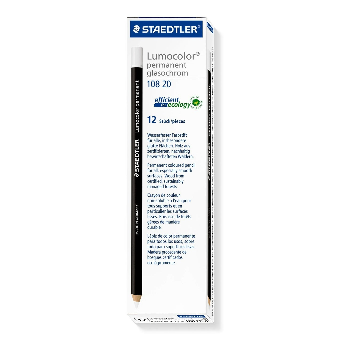 Dry permanent marker STAEDTLER LUMOCOLOR, white.