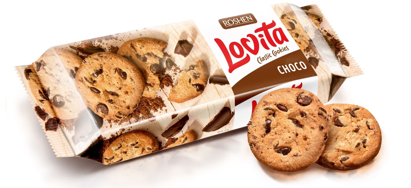Sausainiai LOVITA, su šokolado gabaliukais, 150 g