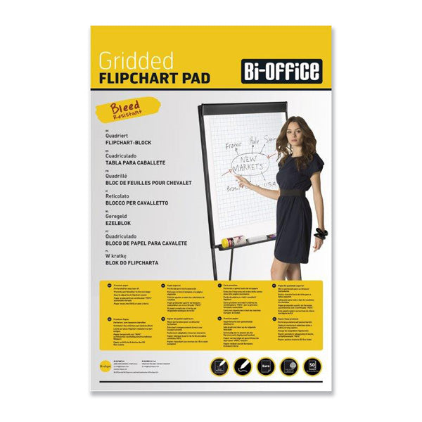 Conference notepad BI-OFFICE, 95 x 65 cm, 50 sheets, checkered