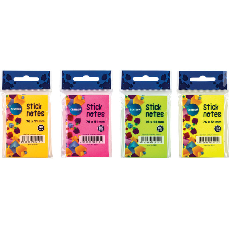 Sticky notes CENTRUM, 76 x 51 mm, 80 sheets, assorted colors