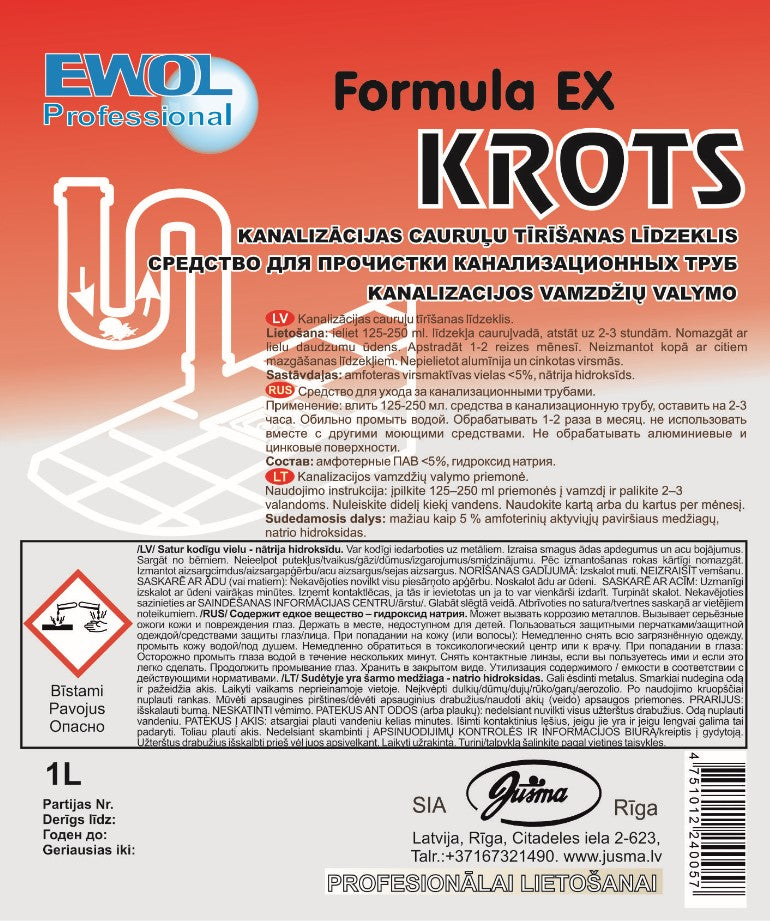 Valiklis vamzdžiams EWOL Professional Formula EX (Krot), skystas 1l