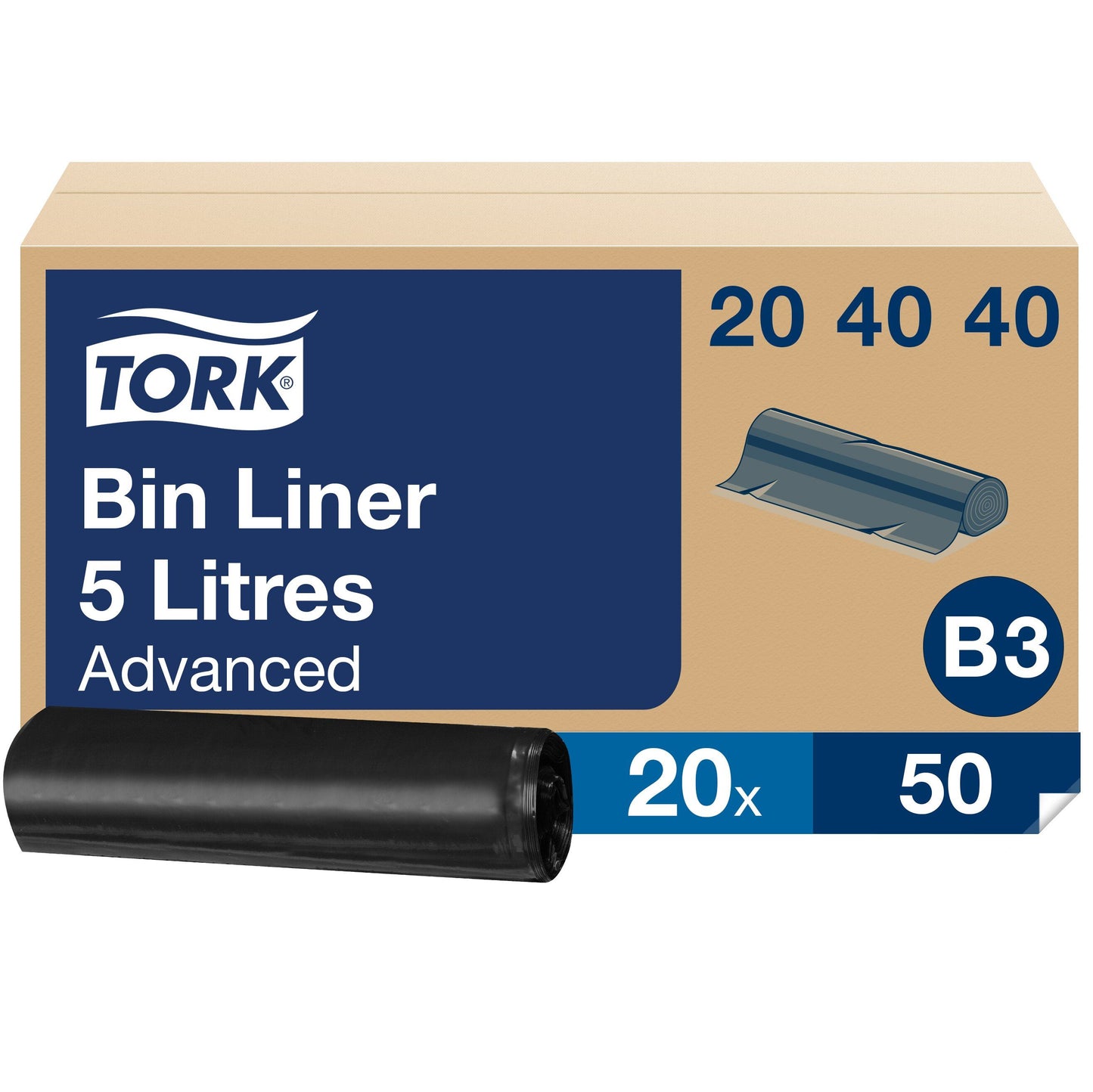 Garbage bags TORK, 5L, black, 50 pcs./roll (204040)