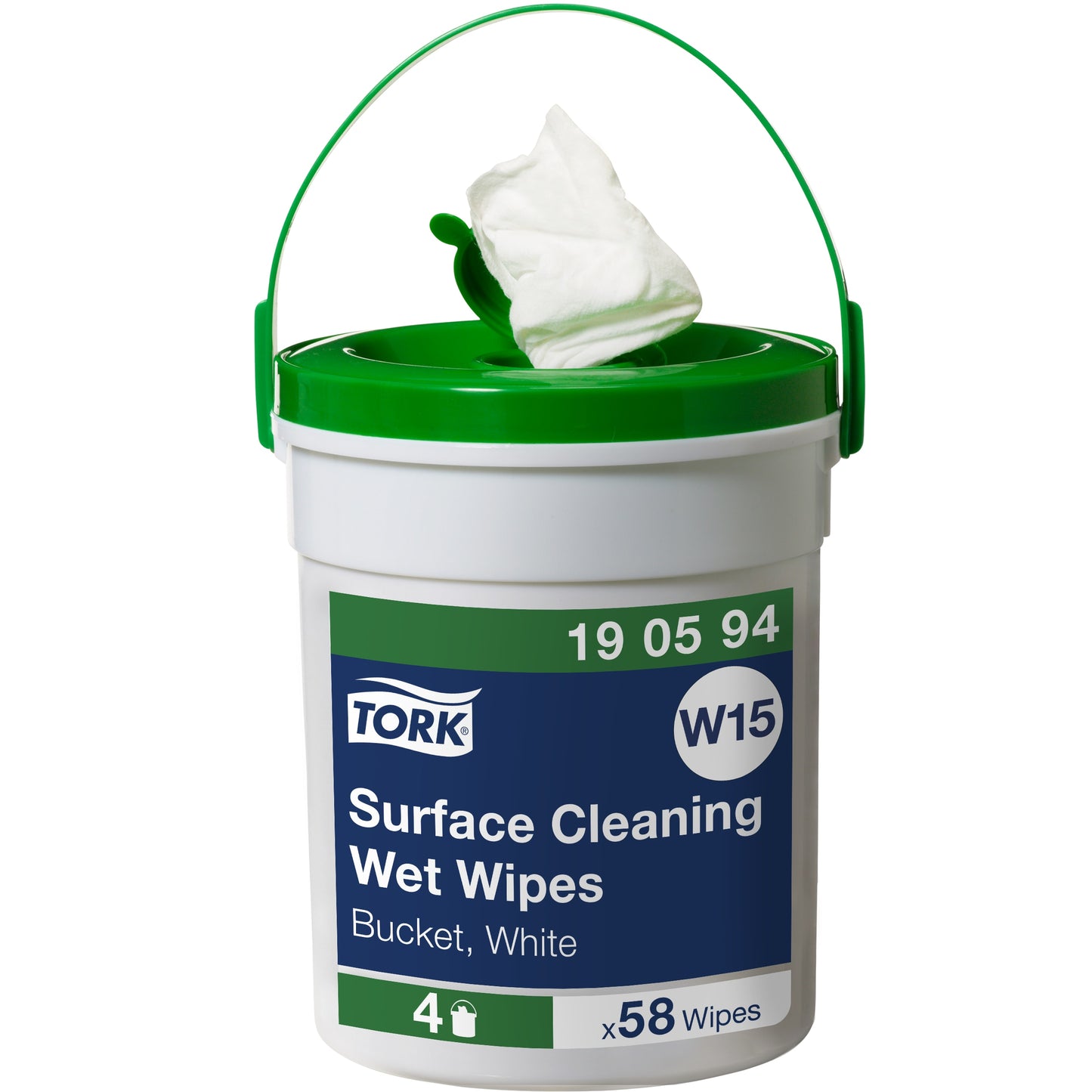 TORK 190594 surface wipes, in a bucket, 58 pcs., 27 x 27 cm, white.