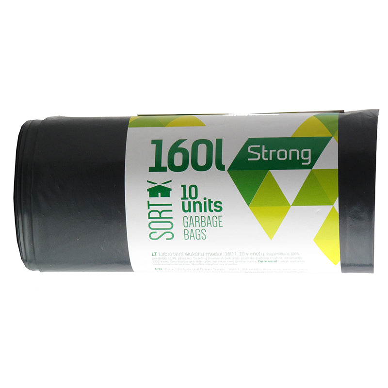 Garbage bags SORTEX, 160 l, 50 micron, LDPE, 75 x 115 cm, 10 pcs., black