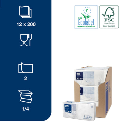 Servetėlės TORK 24 x 24 cm, (pak. 200 vnt.), 477534