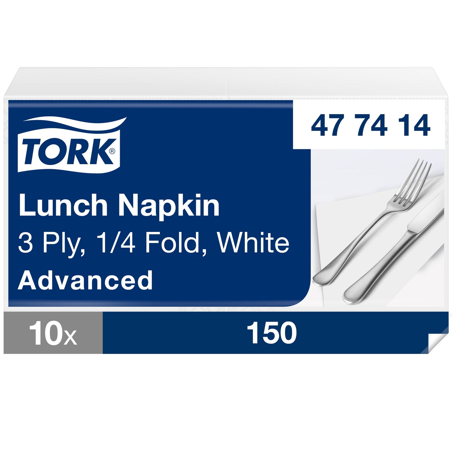 Servetėlės TORK SOFT LUNCH, 3 sl., 150 vnt., 33 x 32.6 cm, balta 477414