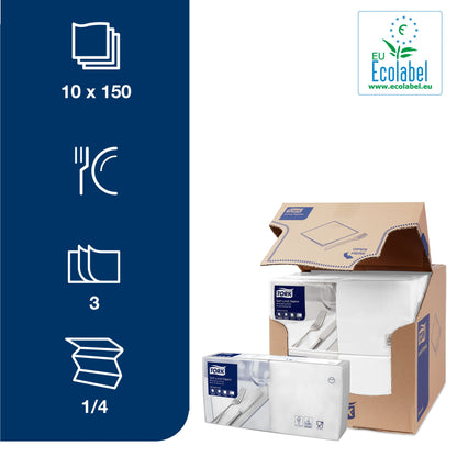 Servetėlės TORK SOFT LUNCH, 3 sl., 150 vnt., 33 x 32.6 cm, balta 477414
