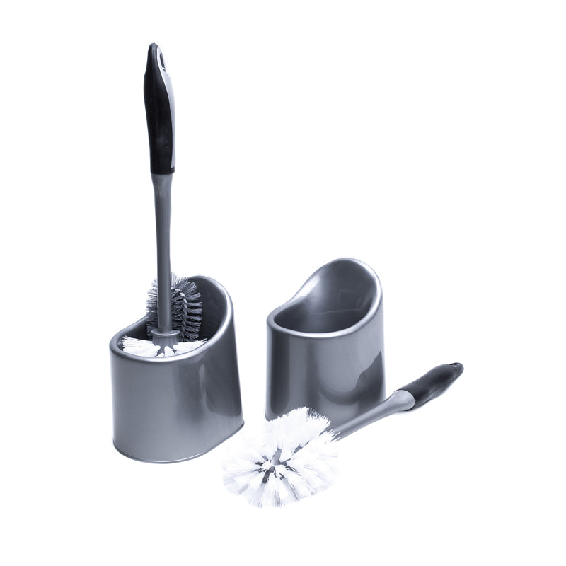 Toilet brush with holder, gray.