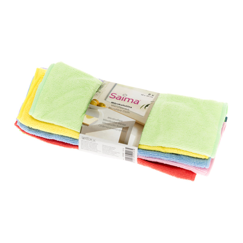 Universal microfiber cloths SAIMA, 30 x 30 cm, 8 pcs., assorted colors.