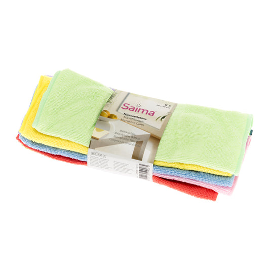Universal microfiber cloths SAIMA, 30 x 30 cm, 8 pcs., assorted colors.