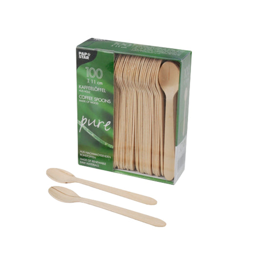 Spoons, wooden, 11 cm, 100 pcs.