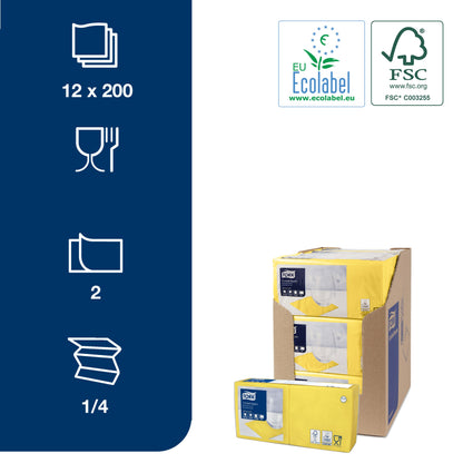 Kokteilių servetėlės TORK 477823, geltona sp.