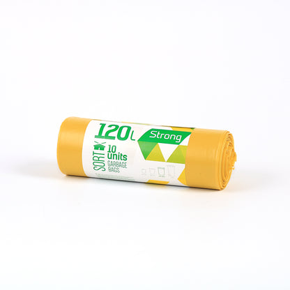 Garbage bags SORTEX, 120 L, 10 pcs. per roll, 35 mic, LDPE, 70 x 100 cm, yellow