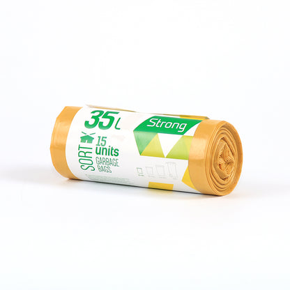 Garbage bags SORTEX, 35 L, 30 micron, 15 pcs. per roll, LDPE, 50 x 60 cm, yellow