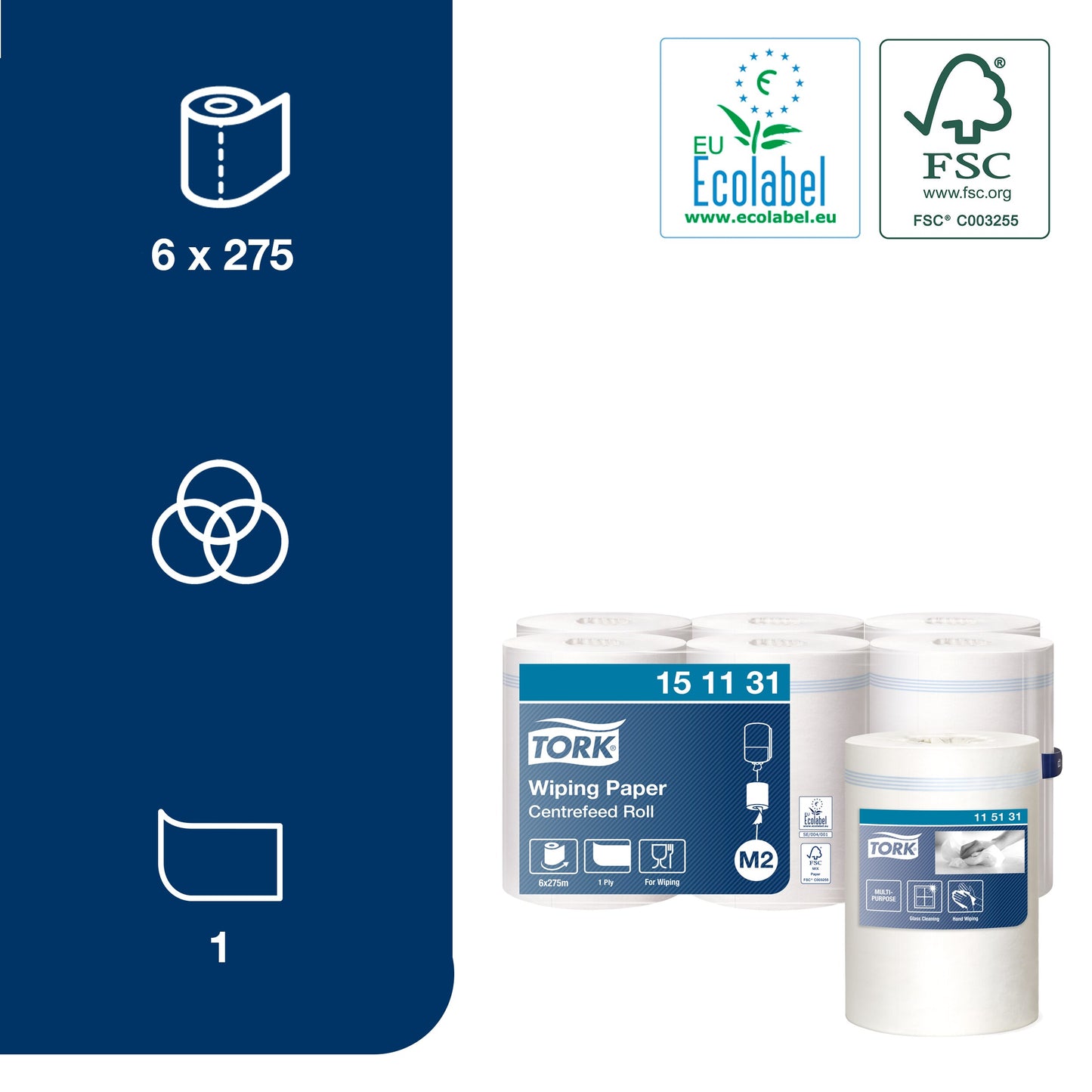 Paper towels TORK ADVANCED M2,151131, 1 roll, 21.5 cm x 275 m, white