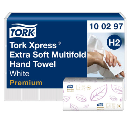 Hand cleaning paper TORK PREMIUM EXTRA SOFT, H2 100297, 2 ply, 100 serv., 21.2 x 34 cm, white