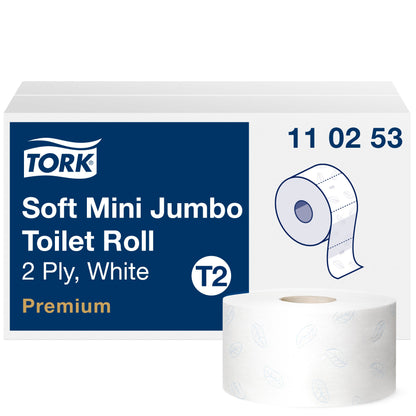 Toilet paper TORK PREMIUM MINI JUMBO T2 110253, 2 ply, 9.7 cm x 170 m, white