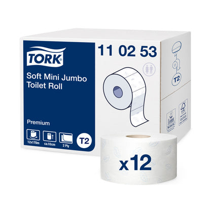Toilet paper TORK PREMIUM MINI JUMBO T2 110253, 2 ply, 9.7 cm x 170 m, white