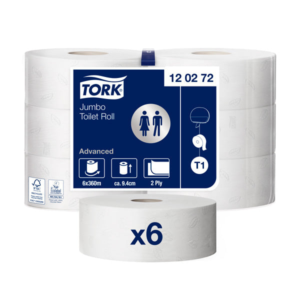 Toilet paper TORK ADVANCED JUMBO T1,120272, 2 rolls, 9.7 cm x 360 m, white