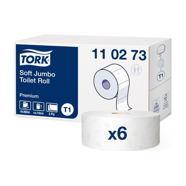 Toilet paper TORK PREMIUM JUMBO T1, 110273, 2 ply, 9.7 cm x 360 m, white