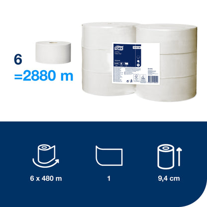 Toilet paper TORK UNIVERSAL JUMBO T1,120160, 1 ply, 9.7 cm x 480 m, unbleached